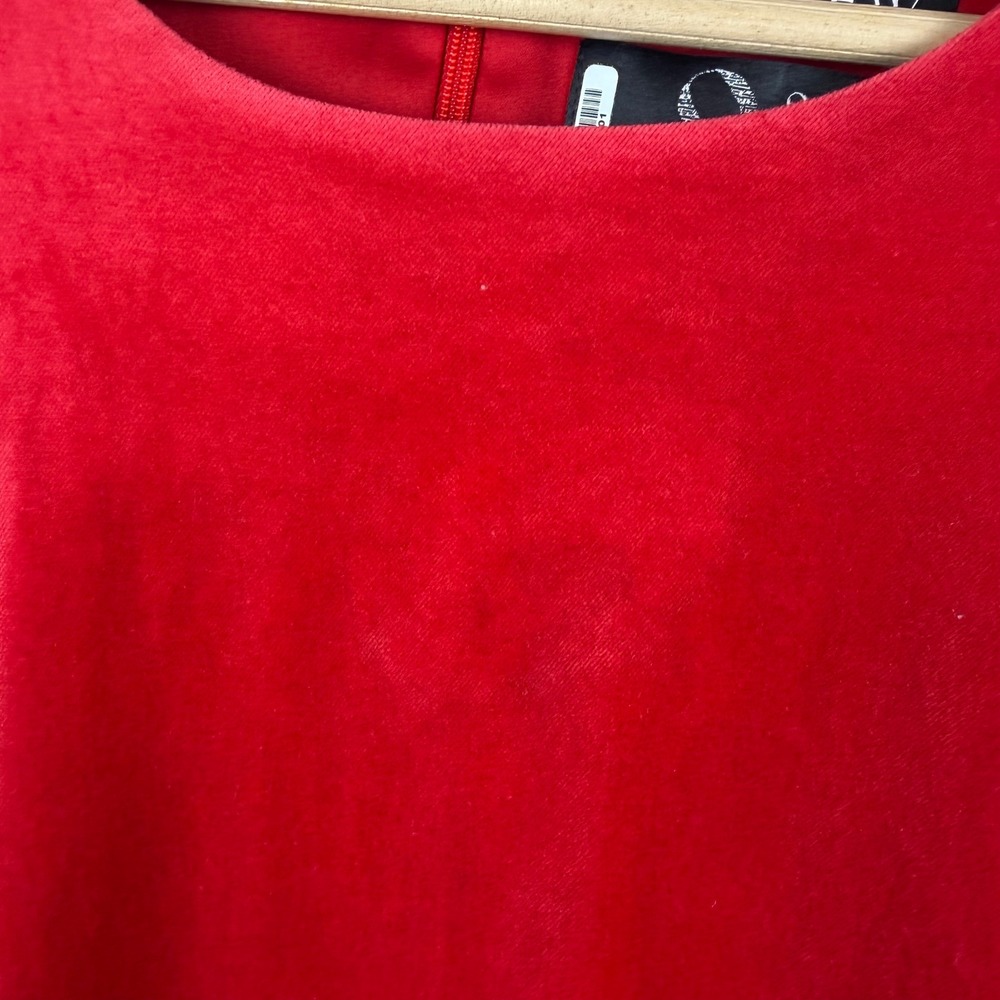 J Crew Long Sleeve Shift Dress Sz 18 Red Stretch Velvet Holiday Cocktail Preppy - Picture 5 of 15